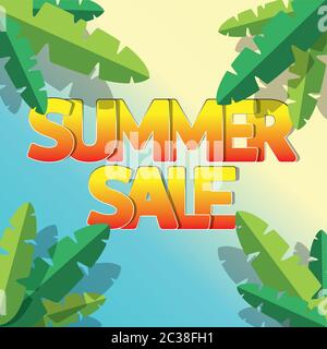 Sommer Verkauf Hintergrund mit Palme für Banner, Poster, Flyer, Karte, Postkarte, Cover, Broschüre Stock Vektor