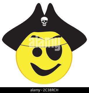 Ein Patch eyed Pirate Smile Face Taste auf einem weissem Hintergrund Stockfoto