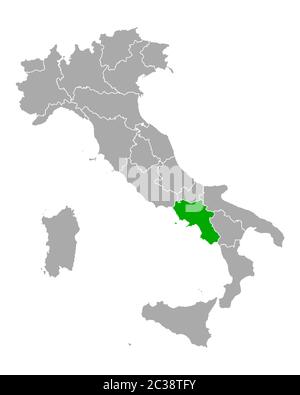 Karte von Kampanien in Italien Stockfoto