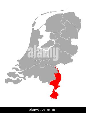 Karte von Limburg in den Niederlanden Stockfoto