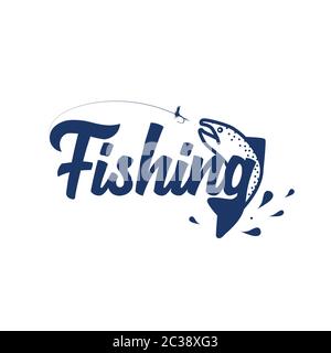 Fliegenfischen. Handgezeichnete Schriftzüge. Vektorgrafik. Stock Vektor