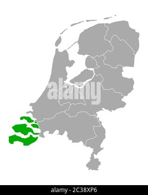 Karte von Zeeland in den Niederlanden Stockfoto