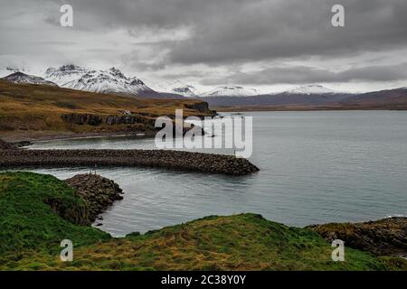 Kleiner Hafen in Borgarfjordur Eystri, Island Stockfoto