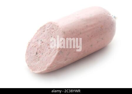 Deutsche Leberwurst isoliert auf weißem Stockfoto