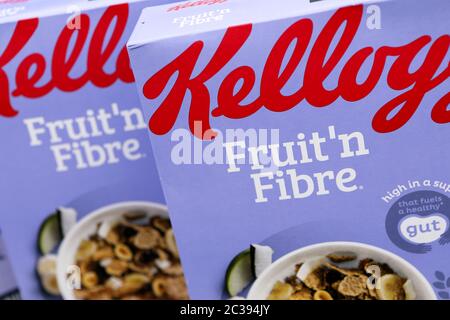 Kellogg's Fruit 'n Fiber Frühstücksflocken Stockfoto