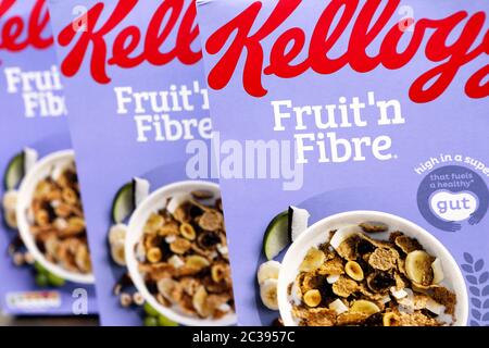 Kellogg's Fruit 'n Fiber Frühstücksflocken Stockfoto