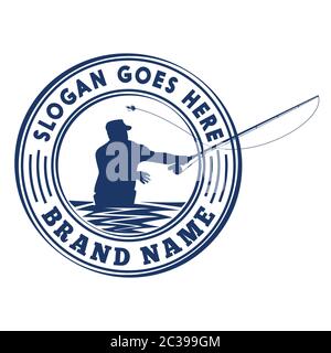 Logo für Fliegenfischen. Vektor und Illustration. Stock Vektor