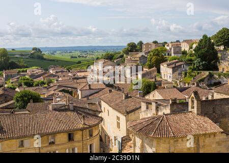Ansicht von Saint-Emilion in Aquitanien, Frankreich Stockfoto