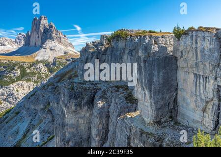 Kleinen Krieg Pfad auf Monte Piano, Dolomiten Stockfoto