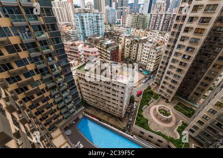 Hung Hom, Hongkong 05. Juni 2019: Wohngebäude in Hongkong Stockfoto