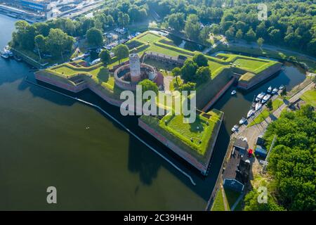 Danzig. Mittelalterliche Festung Wisloujscie Luftansicht. Woiwodschaft Pommern, Danzig, Polen. Stockfoto