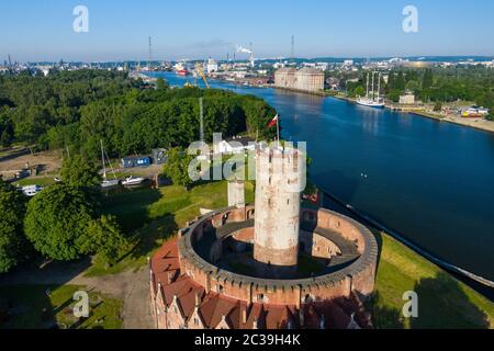 Danzig. Mittelalterliche Festung Wisloujscie Luftansicht. Woiwodschaft Pommern, Danzig, Polen. Stockfoto