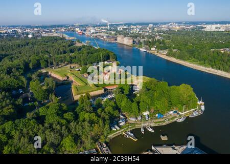 Danzig. Mittelalterliche Festung Wisloujscie Luftansicht. Woiwodschaft Pommern, Danzig, Polen. Stockfoto