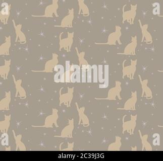 Nahtloser Hintergrund mit Silhouetten von Katzen Stock Vektor