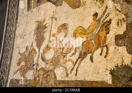 Tunis, TUNESIEN - 06. Februar 2009: Alte römische Mosaiken im Bardo National Museum Stockfoto