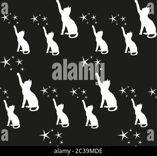vektor nahtlose Hintergrund mit Silhouette von Katzen Stock Vektor