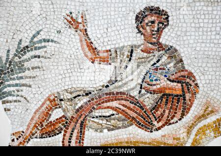 Tunis, TUNESIEN - 06. Februar 2009: Alte römische Mosaiken im Bardo National Museum Stockfoto