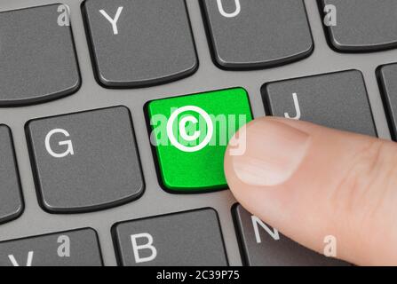 Computer-Tastatur mit Copyright-symbol Stockfoto