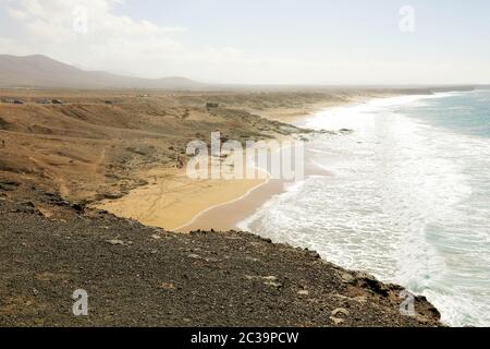 Tolle Aussicht auf Playa del Castillo in Fuerteventura, Kanarische Inseln Stockfoto