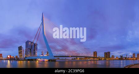 Erasmus bridge Rotterdam und Stadtbild - Niederlande Stockfoto