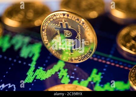 Cryptocurrencys neues digitales Geld, Bitcoin Münze Stockfoto