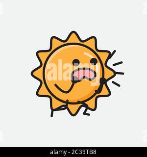Eine Illustration von niedlichen Sonne Maskottchen Vektor-Charakter in flachem Design-Stil Stock Vektor