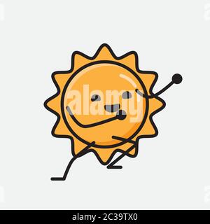 Eine Illustration von niedlichen Sonne Maskottchen Vektor-Charakter in flachem Design-Stil Stock Vektor
