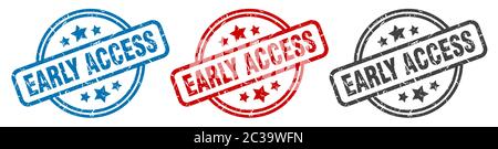 Early Access Stempel. Early Access rund isoliert Schild. Early Access Label Set Stock Vektor