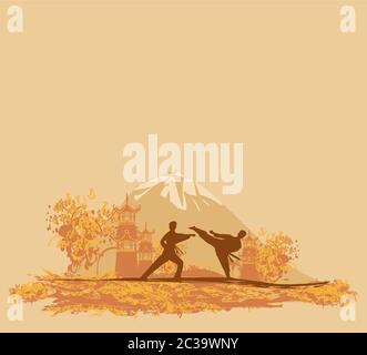 Karate Berufe - Grunge braunen Hintergrund Stockfoto