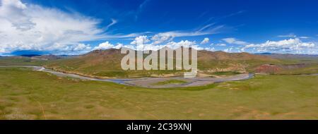 Luftbild zum Orchon-Tal Mongolia Stockfoto