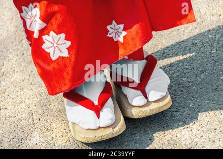 Holz Clogs, traditionelle Japanische geisha Geisha Schuhe in Japan Stockfoto