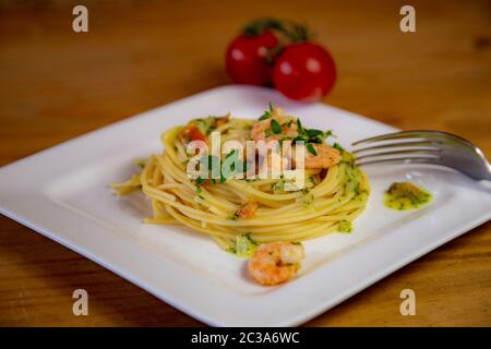 Spaghetti Aglio e Olio Stockfoto