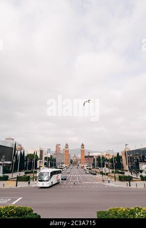 Barcelona, Spanien - 15. Dezember 2019: Plaza de Espana in Barcelona, dem Platz der Hauptstadt von Katalonien. Stockfoto