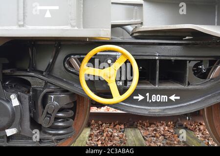 Neuer Wagen - Industrieeisenbahn Details Stockfoto