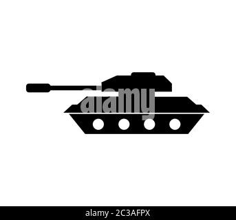 Tanksymbol in Vektor auf weißem Hintergrund dargestellt Stockfoto