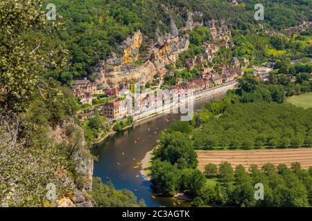 La Roque-Gageac, Ansicht von Marqueyssac. Dordogne, Frankreich Stockfoto