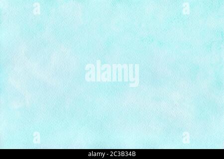 Sanfte blau Aquarell Hintergrund in Pastellfarben. Himmel blau Hintergrund mit Papier Textur. Der Himmel mit Wolken. Illustration von Hand gezeichnet. Stockfoto