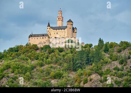 Schloss Marksburg am Rhein in Deutschland Stockfoto
