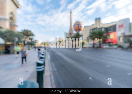 Abstrakte verschwommenen Hintergrund des Las Vegas Strip in Las Vegas Boulevard City Nevada USA Stockfoto