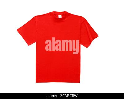 t-Shirt Hemd rot flach isoliert auf weiß Stockfoto