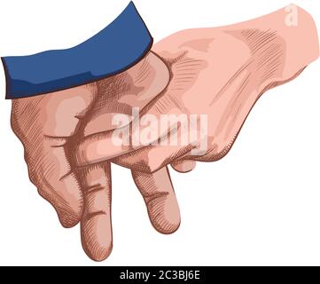 Zwei Hände halten sich gegenseitig. Linie Kunst. Ermutigung Idee. Vektor Stock Vektor