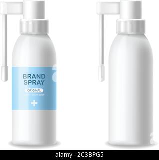Inhalator Container Vektor realistisch. Werben Sie für leere Flaschen Medizin 3d detaillierte Illustration Stock Vektor