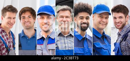 Professionelle Mitarbeiter. Vielfältige Gruppe von Menschen Portraits Stockfoto