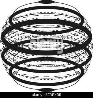 Abstrakte Form Kugel mit gepunkteten und fett Linien. Schwarz und Weiß. Vektor Stock Vektor