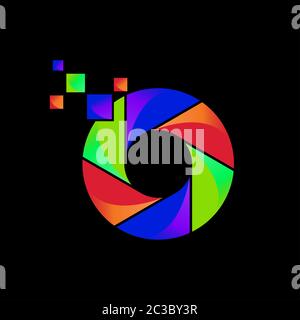 Bunte Kamera Shutter Logo Design Vorlage, Fotografie Logo Design Stockfoto