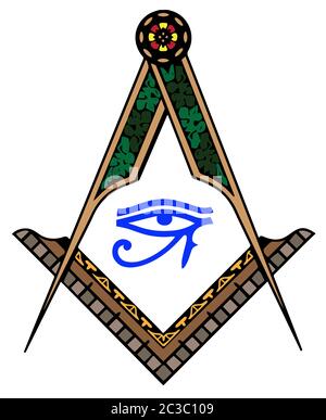 Platz und Kompass masonic Okkultismus heilige Gesellschaft Abbildung: horus Auge Stockfoto