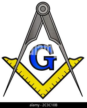 Platz und Kompass masonic Okkultismus heilige Gesellschaft Abbildung metallic Stockfoto