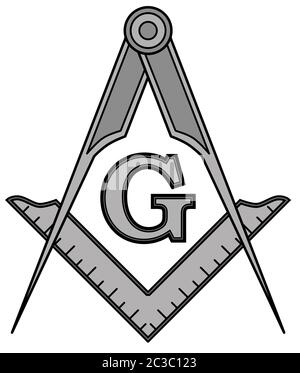 Platz und Kompass masonic Silber Okkultismus heilige Gesellschaft Abbildung Stockfoto