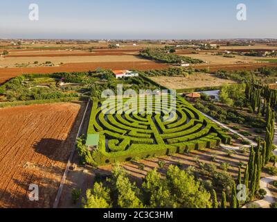 Labyrinth von Sträuchern im botanischen Park - Ayia Napa Zypern Stockfoto