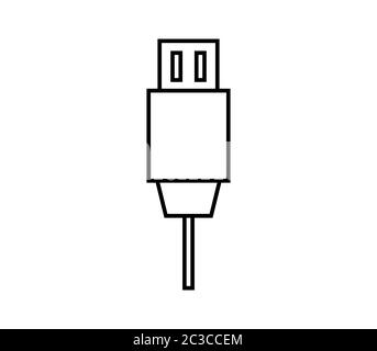 Symbol für USB-Buchse im Vektor auf weißem Hintergrund Stockfoto
